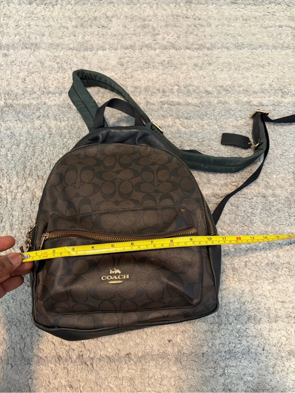 Coach Medium Charlie Backpack Signature Canvas Leather Brown Black F32200